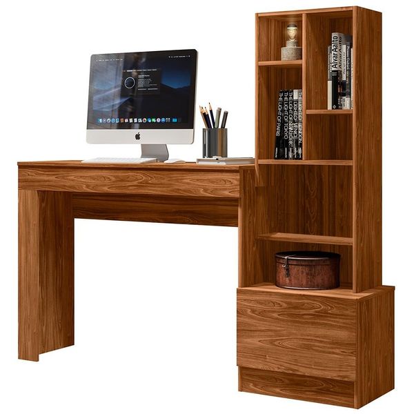 Mesa Escrivaninha com Armário Lateral Lion M20 Cinamomo Mel - Mpozenato