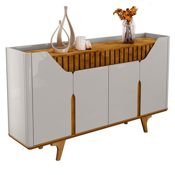 Buffet Aparador 4 Portas 160cm Melissa B02 Off/Naturalle - Mpozenato