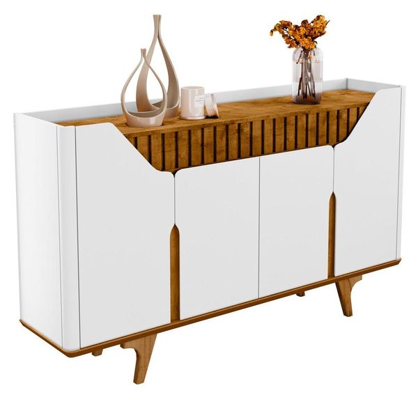 Buffet Aparador 4 Portas 160cm Melissa B02 Branco/Naturalle - Mpozenato