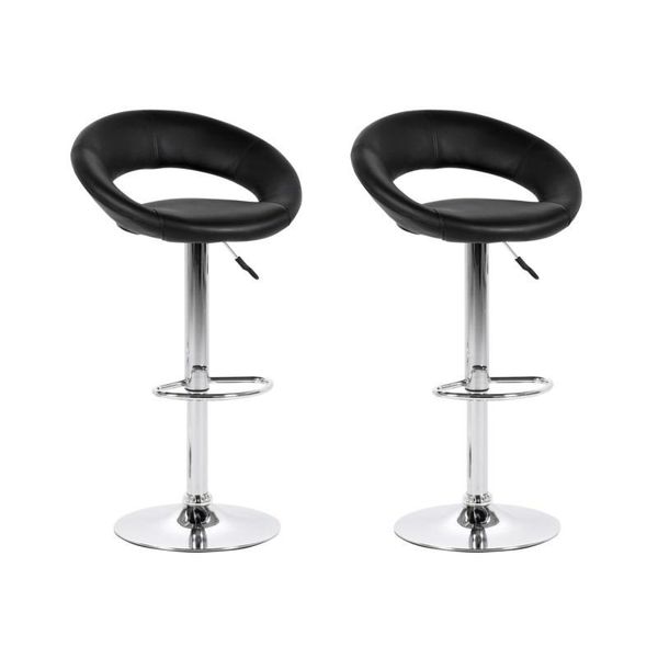 Kit 2 Banquetas Estofadas Lux com Regulagem a Gás Preto -  Facthus