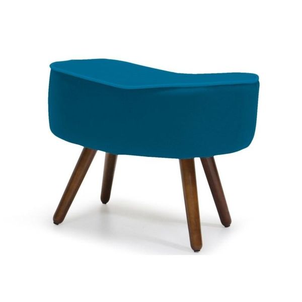 Puff Banqueta Decorativo Pés Palito Kora C-170 Veludo Azul - Domi