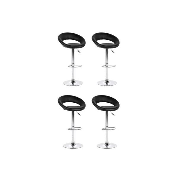 Kit 4 Banquetas Estofadas Lux com Regulagem a Gás Preto -  Facthus