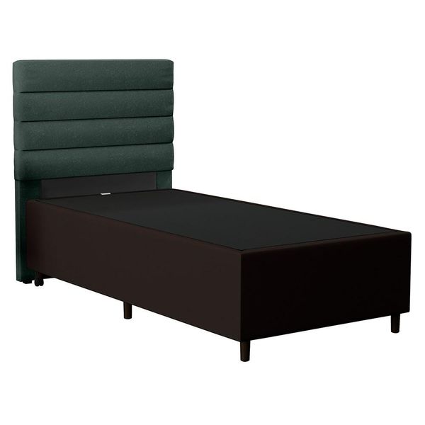 Cabeceira com Base para Cama Box Solteiro 88x188cm Hit ID5 Corano Marrom/Linho Verde - Mpozenato