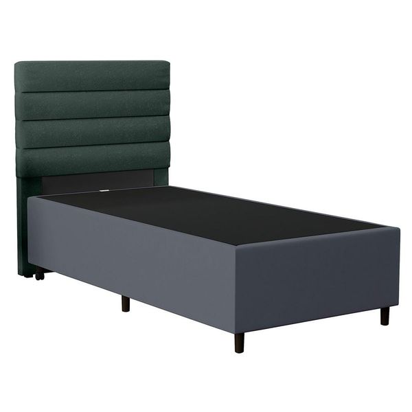Cabeceira com Base para Cama Box Solteiro 88x188cm Hit ID5 Linho Verde/Suede Cinza - Mpozenato