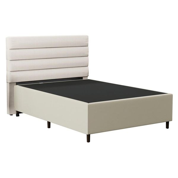 Cabeceira com Base para Cama Box Casal 138x188cm Hit ID5 Corano Bege/Linho Cru - Mpozenato