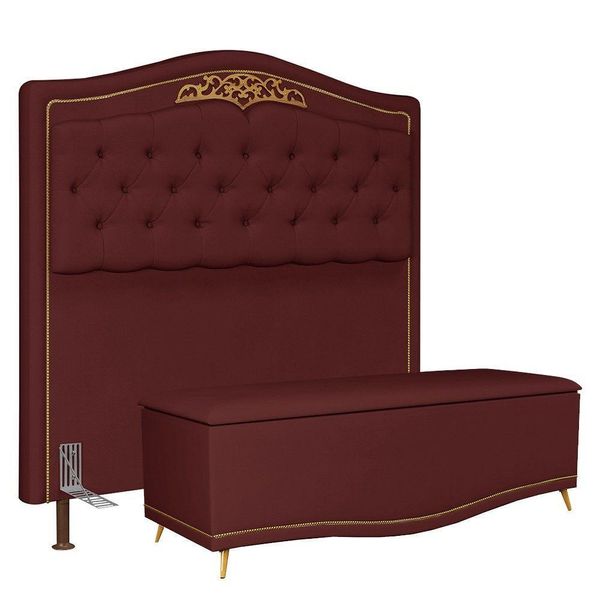 Cabeceira Cama Box Casal 160Cm Suede Vinho