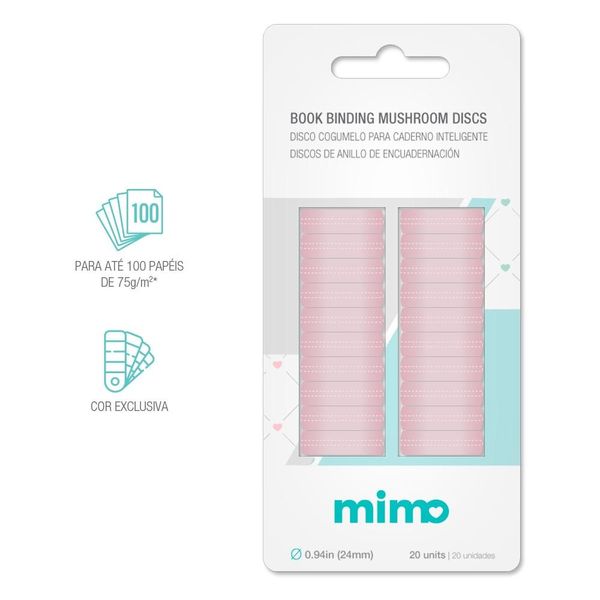 Disco Cogumelo para Caderno Inteligente Rosa Candy Mimo - 24 mm - 20 Unids