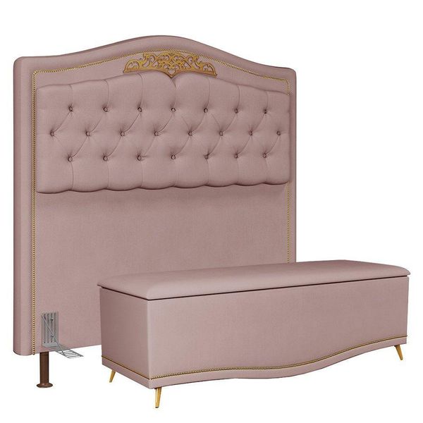 Cabeceira Cama Box Casal 160Cm Suede Rosê