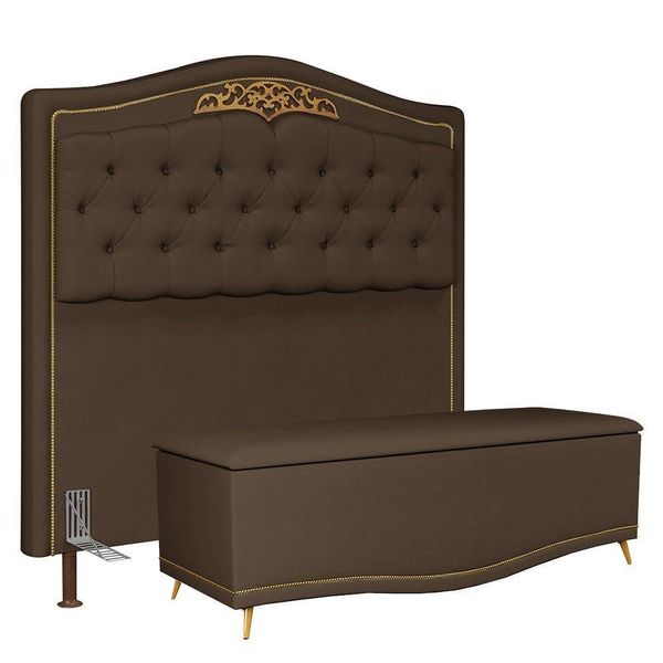 Cabeceira Cama Box Casal 160Cm Suede Chocolate