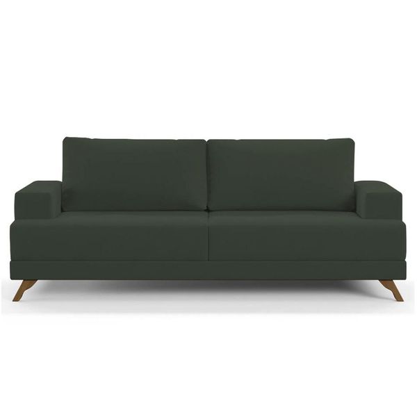 Sofá 200cm 3 Lugares Pés Curvos Santi Suede D05 Verde - Mpozenato