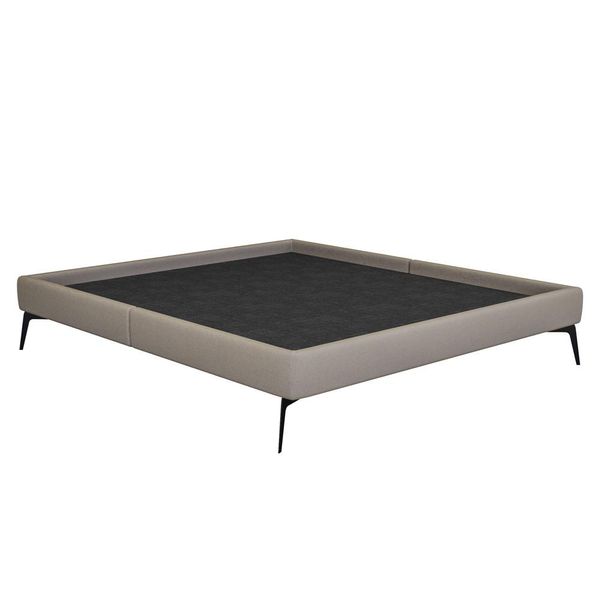 Cama Casal Queen 165cm Pés Metálicos Elisa S05 Linho Bege - Mpozenato