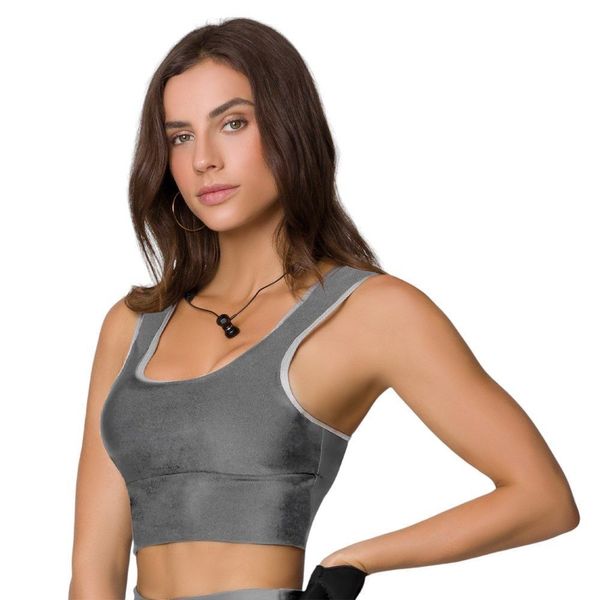 Top Selene Recortes Com Bojo Feminino P / Chumbo