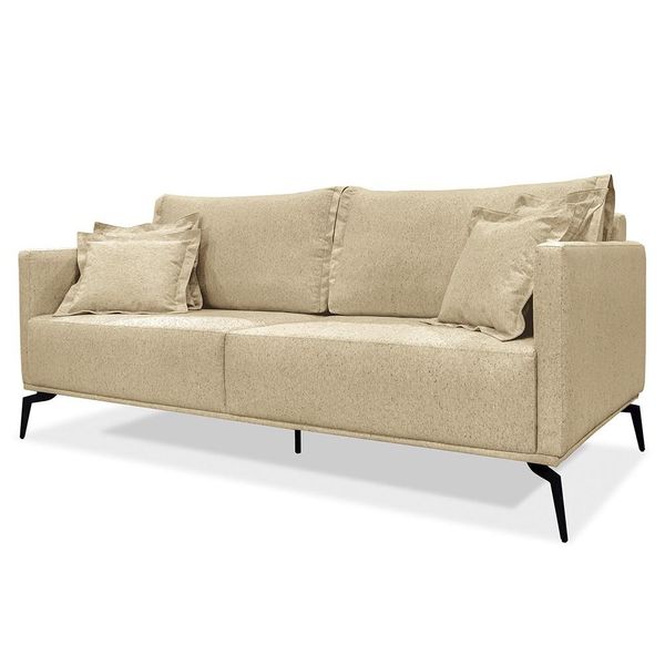 Sofá 2 Lugares 180cm Pés de Metal Vecchia S06 Linho Dourado - Mpozenato