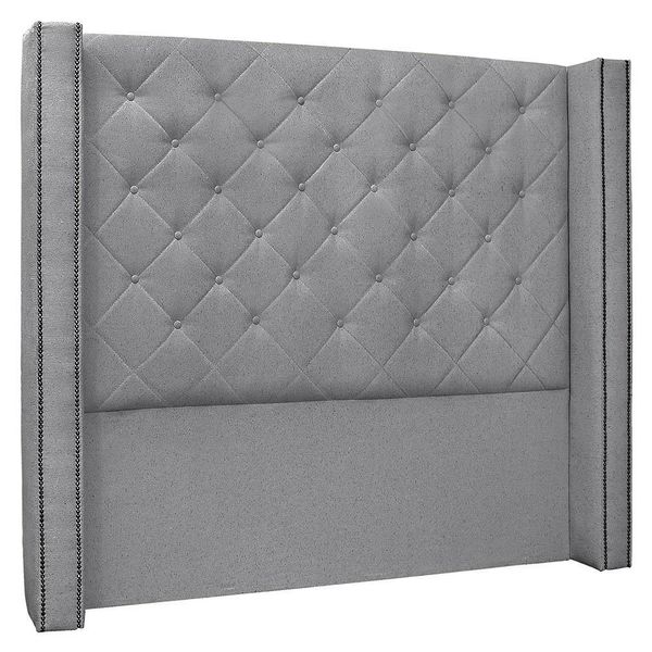 Cabeceira Solteiro Cama Box 90cm Louise S06 Linho Cinza - Mpozenato