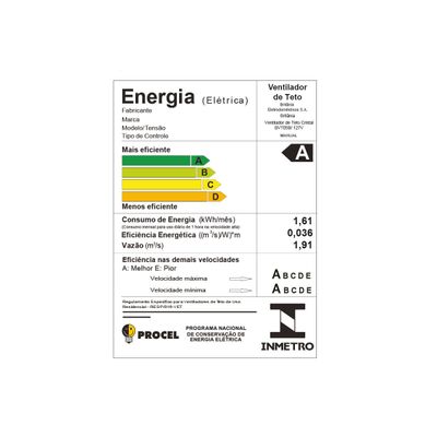 Ventilador de Teto Britânia Silencioso 131W Cristal BVT05B 220V