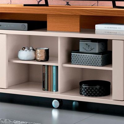 Rack Bancada Para Sala Ambiente Rivera 1.8 Off White Cinamomo - Hb Móveis