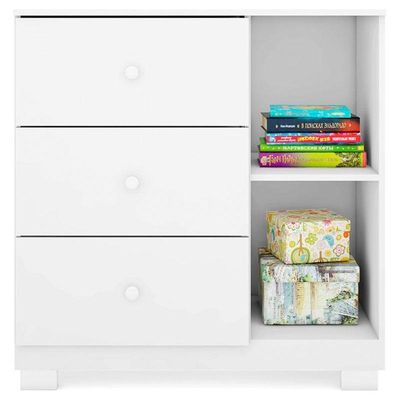 Cômoda Infantil Com Guarda Roupa 3 Portas Duda Branco Brilho - Phoenix Baby