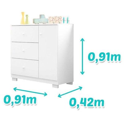 Cômoda Infantil Duda Branco Brilho - Phoenix Baby