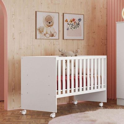 Berço Nacional Doce Sonho 3540 Com Guarda Roupa Duda 3 Portas Branco Brilho