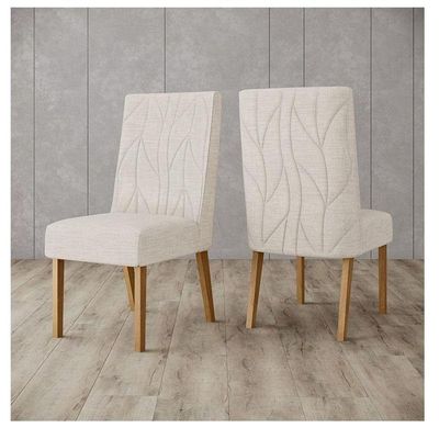 Cadeira Para Mesa De Jantar Eloá Kit 2 Peças Nature Linho - Henn