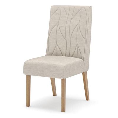 Cadeira Para Mesa De Jantar Eloá Kit 2 Peças Nature Linho - Henn