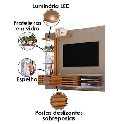 Estante Home Theater Suspenso Frizz Supreme Fendi Naturale - Madetec