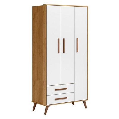 Berço Americano 3820 E Guarda Roupa 3830 Q Encanto Retrô Freijó Toq Branco Acetinado - Qmovi