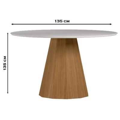 Mesa De Jantar 135x135 Cm Isis Com Vidro Ype Off White - New Ceval