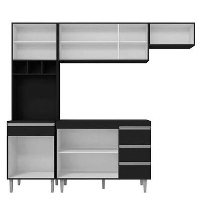 Cozinha Com Balcão E Tampo 120 Cm Andréia Preto Fosco - Ajl