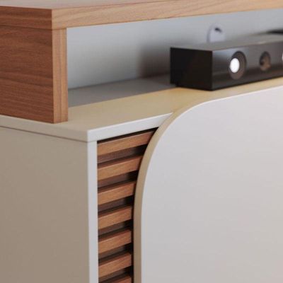 Estante Home Theater Ambiente Jurerê 1.5 Off White Matte Freijó - Colibri