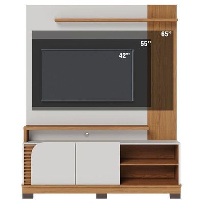 Estante Home Theater Ambiente Jurerê 1.5 Off White Matte Freijó - Colibri