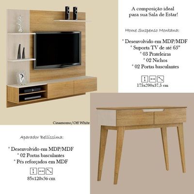 Home Suspenso Montana E Aparador Bellíssima Cinamomo Off White - Valdemóveis