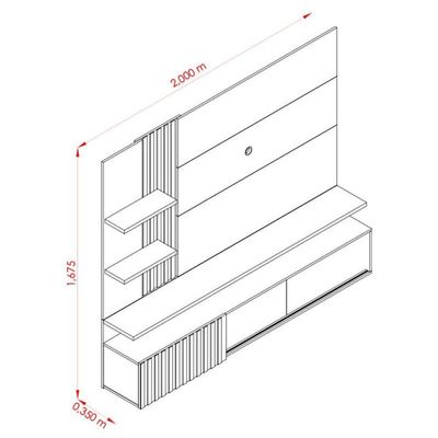Estante Home Theater Suspenso Atena Com Aparador Estoril Calacata Off White - Madetec
