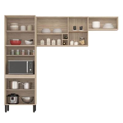 Cozinha Modulada Firenze Fi0007 Avena Grafito - Demóbile