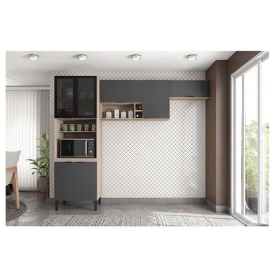 Cozinha Modulada Firenze Fi0007 Avena Grafito - Demóbile