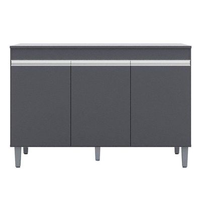 Balcão De Cozinha Ambiente Manu Com Tampo 120 Cm Cinza Fosco - Ajl