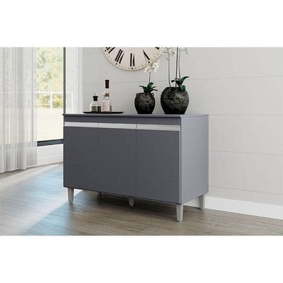 Balcão De Cozinha Ambiente Manu Com Tampo 120 Cm Cinza Fosco - Ajl