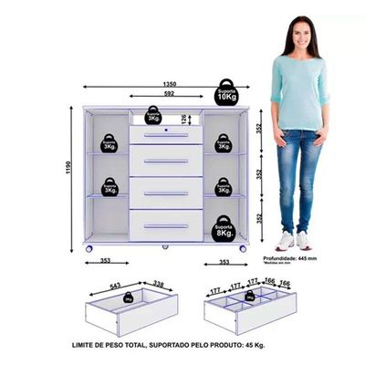 Cômoda Sapateira Versátil Branco - Zanzini