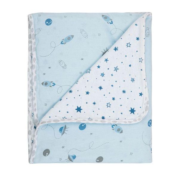 Manta Bebê Flanelada Dupla Face Espaço 90 X 80Cm Papi
