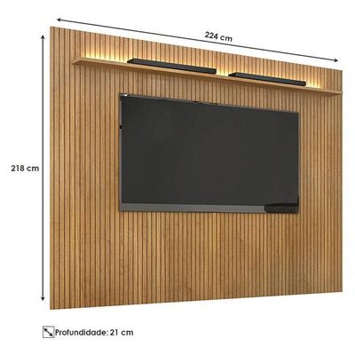 Painel Para Tv Suspenso Frisado Curitiba 2240 Cinamomo Off White Com Led - Valdemóveis