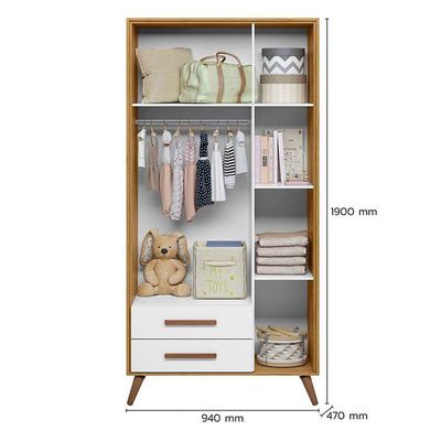 Berço Americano 3820 E Guarda Roupa 3830 Q Encanto Retrô Freijó Toq Branco Acetinado Com Colchão Ortobom - Qmovi