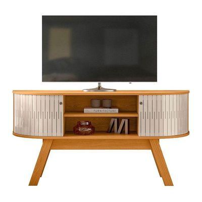 Rack Bancada Atlanta Com Mesa De Centro Indianápolis Cinamomo Off White - Madetec