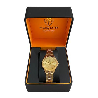 Relógio Tuguir Feminino Ref:3114b Tgi37054 Aço Casual Dourado