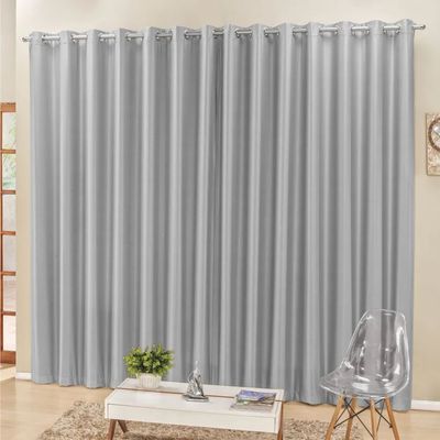 Cortina 4 Mts Sala Quarto Escritório Blackout para Varão - Cinza
