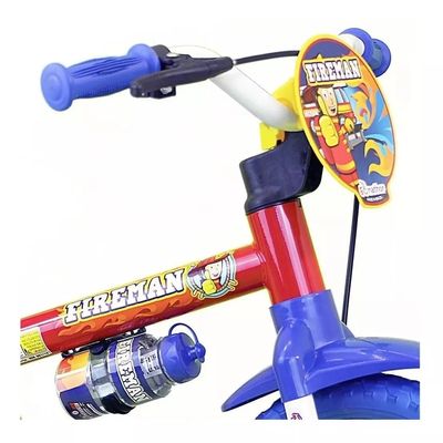 Bicicleta infantil Nathor Fireman aro 12 freio tambor cor vermelho/azul/amarelo com rodas de treinamento