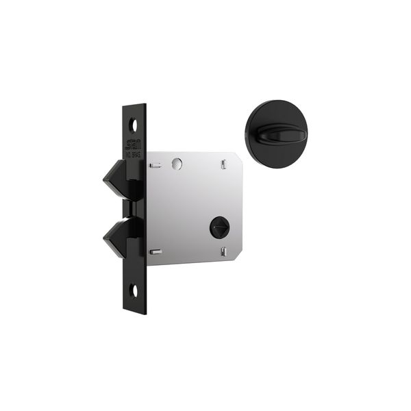 FECHADURA PARA PORTA DE CORRER BANHEIRO WC STAM 1006S PRETA PRETO REDONDA 45 MM