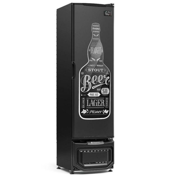 Cervejeira Porta Cega Adesivada Gcb23e Gelopar Refrigerador 228 Litros Preto 220v