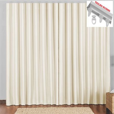 Cortina 2 Mts Sala Quarto Escritório Blackout Original para Trilho Suisso - Bege