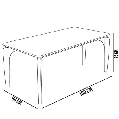 Mesa De Jantar 6 Lugares Retangular Capri 160cm Tampo De Vidro B05 Off White Nature - Lyam Decor