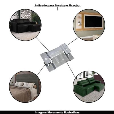 6 Pares de Conector de Encaixe para Móveis Sofá Cabeceira Painel Zincado G59